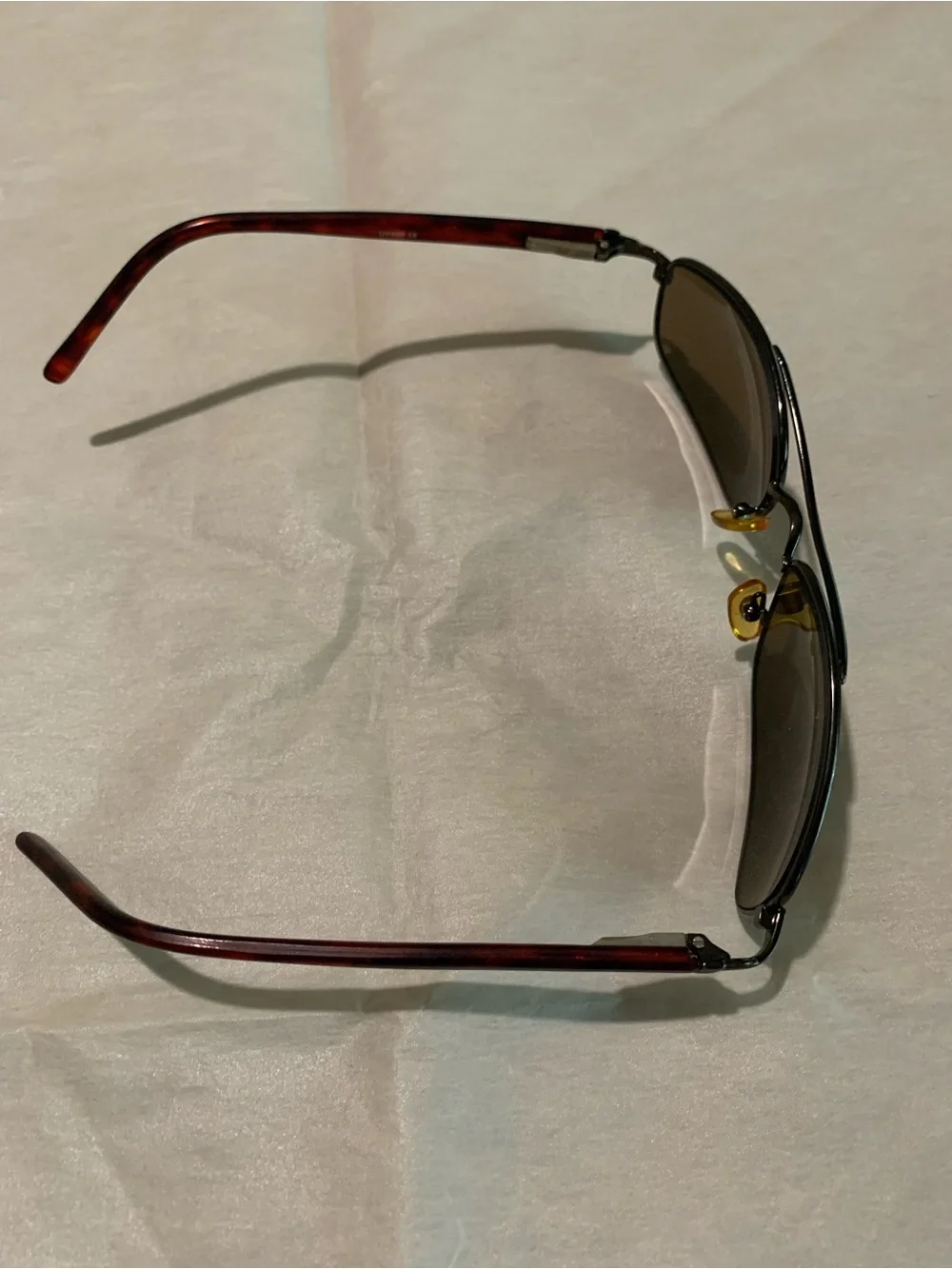 Men's Rectangular Metal Frame Sunglasses in Brown/Black